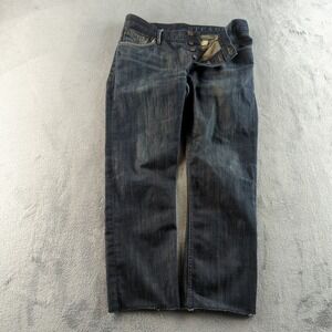 Burberry Men's Steadman Jeans 34 Blue Faded Dark Wash Straight Button Fly Brit